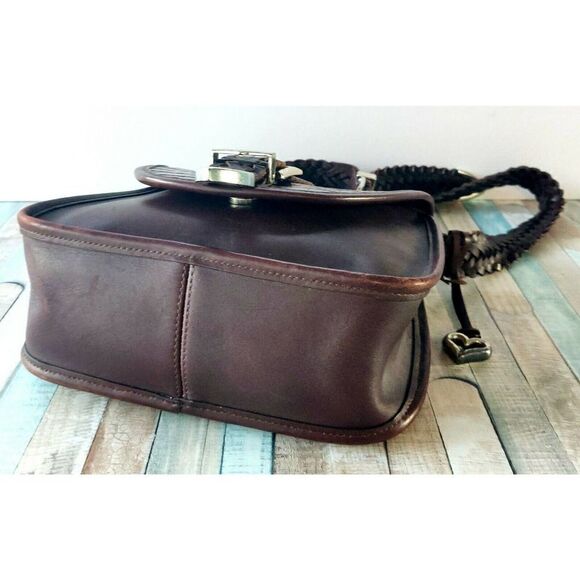 Brighton SADDLE BROWN CROCO GENUINE LEATHER WOVEN STRAP FLAP X-BODY SHOULDER BAG - Picture 7 of 12